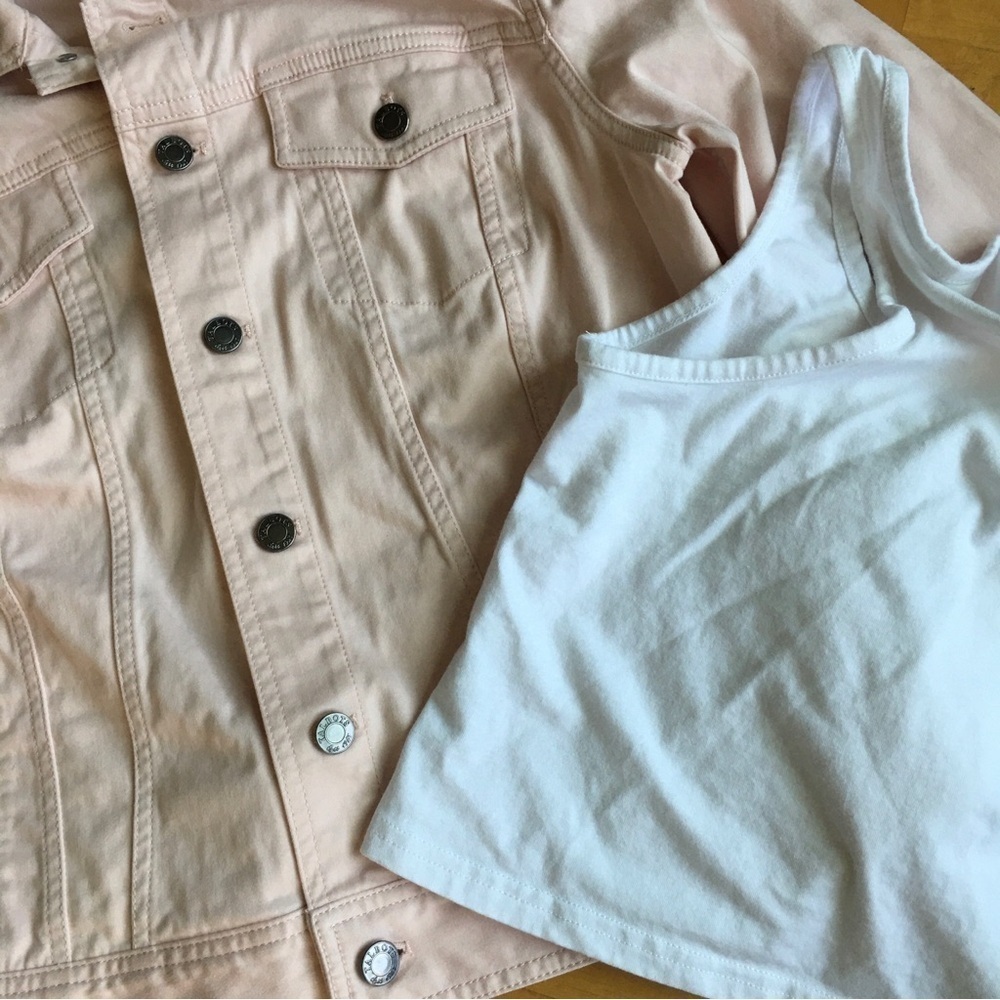 Talbots Jean Jacket, Cotton, Lightweight, Pastel Pink, Size L - Picture 7 of 17